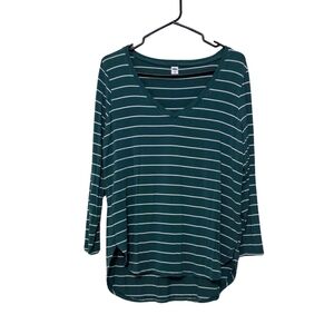 Teal Striped Long Sleeve Top